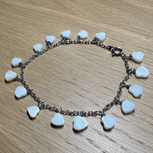 Handmade Natural Mother of Pearl Heart Charm Bracelet 🤍